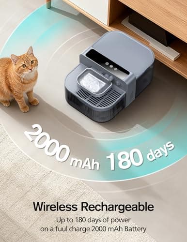 Chumajor 3.5L Wireless Cat Water Fountain with No Filters, 180-Day Battery & Precision Flow Control,Smart Pet Water Dispenser with Wastewater Separation & Custom Scheduling for Cats & Dogs, Grey - Thumbnail 3