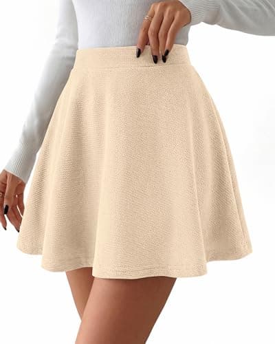 BTFBM Mini Skirts for Women Trendy Flared Basic Versatile Skorts Skater Tennis Fall Skirt with Shorts Underneath 2026(Apricot, Medium) - Thumbnail 6