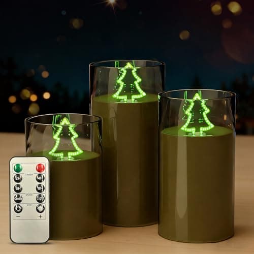 L LOHAS LED Electronic Candle Night Lights with Remote, 3-Pack LED Flameless Candles, Battery Operated Flickering Night Light, 5 Brightness Levels & Timer, for Holiday Home Decor - Image 1