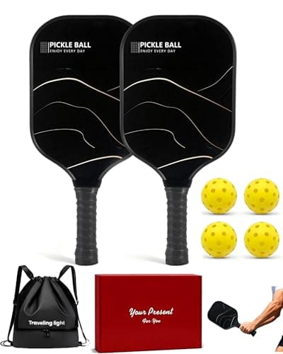 Pickleball Paddles Set of 2 for Beginners & Casual Players, Lightweight Fiberglass Rackets with Large Sweet Spot, Comfortable Grip, Includes 4 Outdoor Balls & Carry Bag – Easy Control & Fun Play Anywh - Image 1