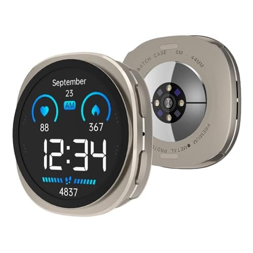 SDOCEBF 3 in 1 Rugged Metal Case for Samsung Galaxy Watch 8 44mm with Screen Protector, Lightweight Aluminum Bumper with Back Cover, Overall Protection Cover for Galaxy Watch 8, Silver