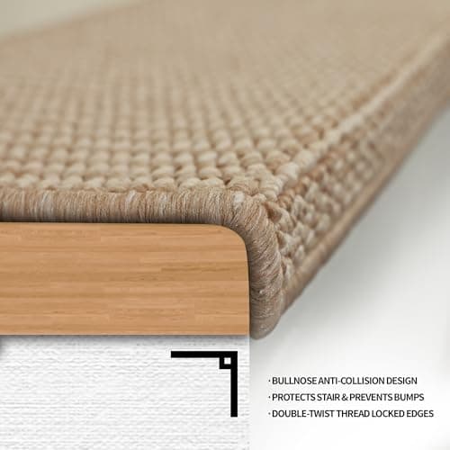 Bullnose Carpet Stair Treads, 14Pack - 29.5"x9.5"x1.5" Stair Treads Non-Slip for Wooden, Peel and Stick Stair Runner, Edging Stair Protectors, Pet Friendly, Washable (14, Two-Tone) - Thumbnail 6