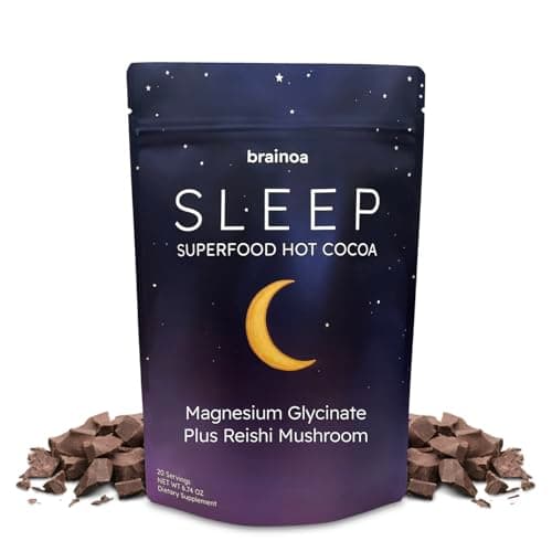 Brainoa Sleep Cocoa for Chocolate Lovers – With Magnesium Glycinate, Ashwagandha, Reishi Mushroom & L-Theanine – Bedtime Sleep Aid Drink for Adults – No Melatonin, Added Sugar, or Artificial Flavors - Image 1