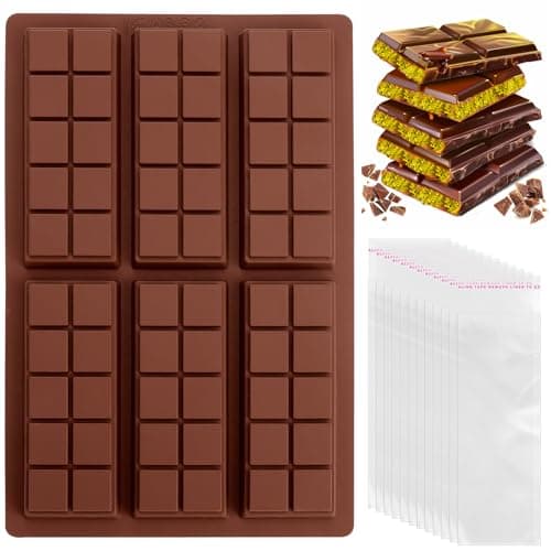 Mity rain Chocolate Bar Mold Deep, Silicone Thick Chocolate Bar Mold for Stuffed Bar, Square Knafeh Pistachio Chocolate Bar Break Apart Candy Bar Molds with 100pcs Storage Bags - Image 1