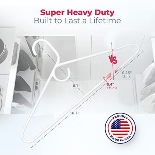 Neaties Super Heavy Duty Clothes Hangers 100+ Pack (324 Count) – Made in the USA - 10lb Capacity, Thick Plastic Hangers for Pants, Coats, Jackets, Jeans and Adult Clothing – White - Thumbnail 2
