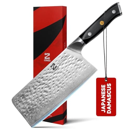 【Chef Choice】 Cleaver Knife 7" Meat Cleaver - Japanese AUS-10 Damascus Steel 60HRC - Ultra Sharp Meat Cutting Knife with Full Tang G10 Handle - Professional Chinese Chef Knife for Kitchen, Gift Box - Image 1