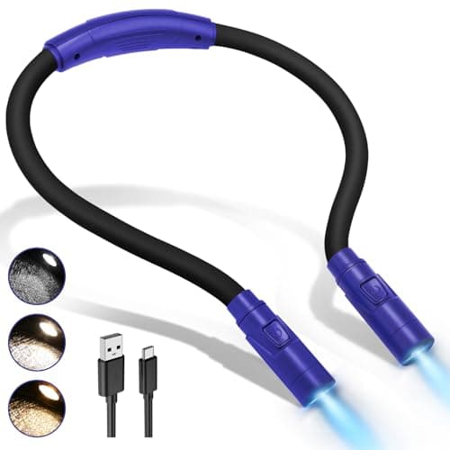 LUXJET Neck Reading Light & Book Lights - 3 Color & 6 Brightness, 80H Rechargeable, Flexible Arm - Christmas Gift White Elephant Gifts for Book Lovers