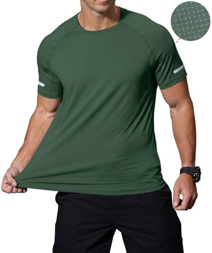 Comdecevis Workout Shirts for Men Dry Fit Breathable Soft Stretchy UV Plain Athletic Tee Mens Clothes, Dark Green, XXL - Thumbnail 2