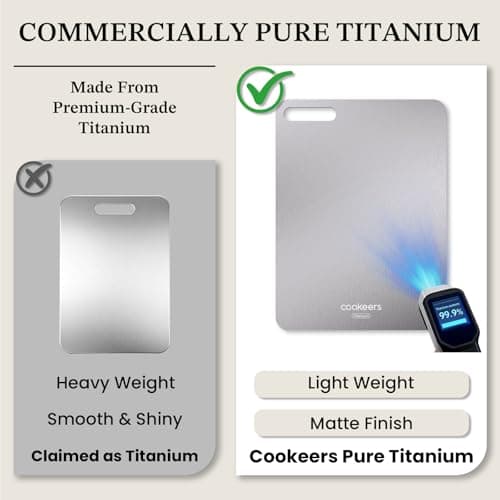 Cookeers Titanium Cutting Board for Kitchen - 2026 New Upgraded 13.5"L x 10"W Pure Titanium Double-sided Cutting Boards, Hygiene Durable Dishwasher Safe Chopping Board for Meat, Fruit, Vegetables - Thumbnail 3