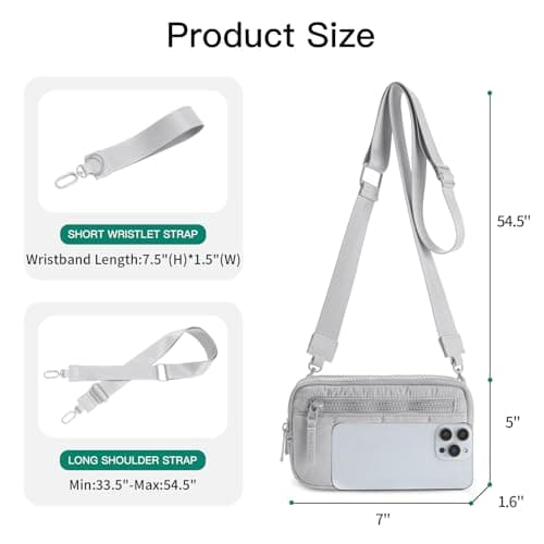 Gitus Puffy Cross Body Purse for Women Wristlet Wallet with RFID Blocking Quilted Crossbody Cell Phone Organizer Birthday Gifts for Women (Light Gray) - Thumbnail 4