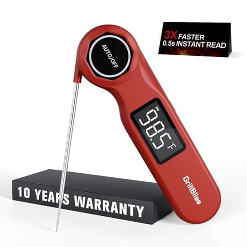 Instant Read Meat Thermometer, GrillBliss USB-C Rechargeable Digital Food Thermometer with 0.5s Fast Read & ±0.5℉ Accuracy, VA LCD Display, Cooking Thermometer for BBQ, Grill, Candy, Brewing - Image 1