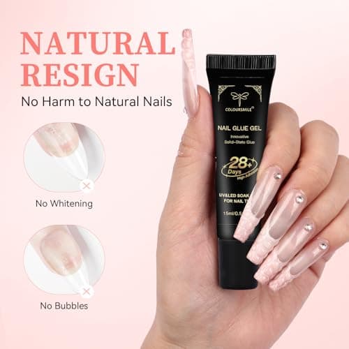 COLOURSMILE 15ml Strong Gel Nail Glue - Lamp Cured Soak Off, Adhesive for Acrylic Fake Nails, Tips Extension & Press On Gelly Nails - Thumbnail 5