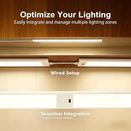 iQuincy 18 Inch Under Cabinet Lights Plug in 2 Packs, Hand Wave Activated, Linkable Under Cabinet Lighting with 5 CCT - 2700K-6000K & Stepless Dimmable, Under Counter Light for Kitchen, 450Lumens, 8W - Thumbnail 5