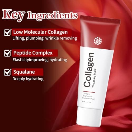 YAFUSIPE Collagen Night Wrapping Mask Hydrating Peel Off Face Mask for Women Tightening Lifting Facial Mask Skincare Anti Aging Collagen Masks for Wrinkles Fine Line Glowing 2.71oz - Thumbnail 6
