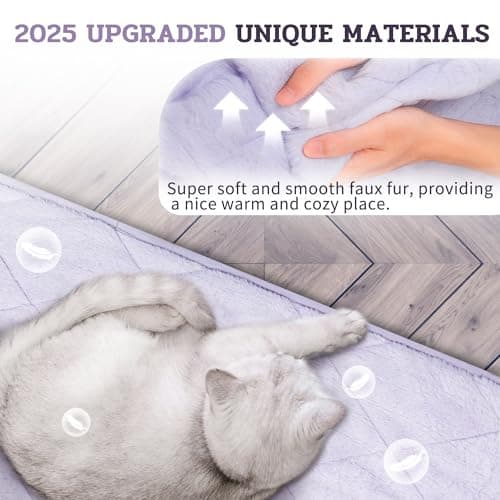 NWK Fluffy Self Warming Cat Mat, Cat Blanket, Thermal Dog Mat, Washable, Non-Slip Bottom for Sofa & Crate & Kennel & Car Seat (Purple, Large (35'' X 23'' X 0.4'')) - Thumbnail 2
