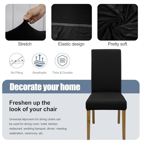 BIETYONE Chair Covers,Dining Room Chair Covers Set of 6,Stretch Kitchen Chair Cover,Washable Dining Chair Cover,Parsons Chair Slipcovers Protective,for Home,Restaurant,Banquet - Thumbnail 3