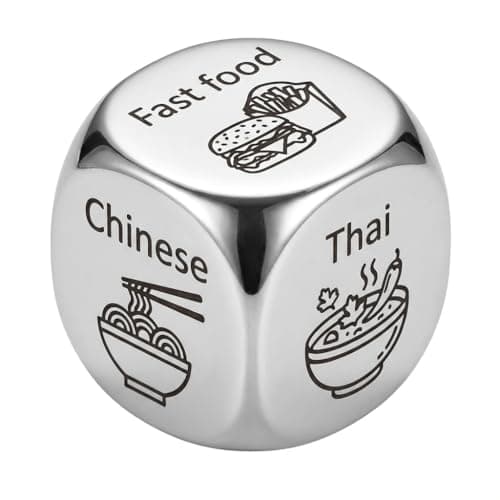 What’s for Dinner? Stainless Steel Food Decision Dice – Funny Metal Dinner Decider for Couples, Date Night Gift in Black Box - Image 1