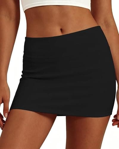 keriffe Women's Mini Skirt Y2K Sexy Club Skirts Stretchy Bodycon Skorts Athletic Tennis Golf Black - Image 1