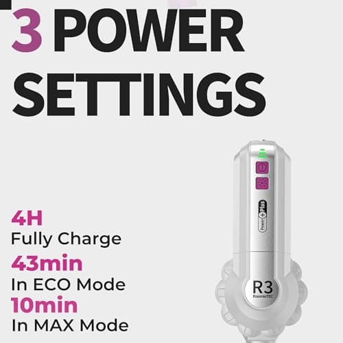 ROOMIE TEC R3 Cordless Stick Vacuum Cleaner, Fadeless Suction Power for Floor and Carpet, Up to 43 Min Powerful Battery, Bagless, Large Capacity, Extra Wide Roller, LED Headlights, and HEPA Filtration - Thumbnail 4