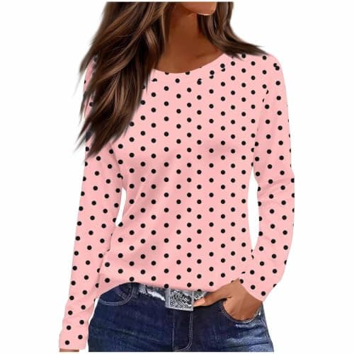 Womens Base Layer Tops Long Sleeve Fall Clothes Pink Medium - Thumbnail 2