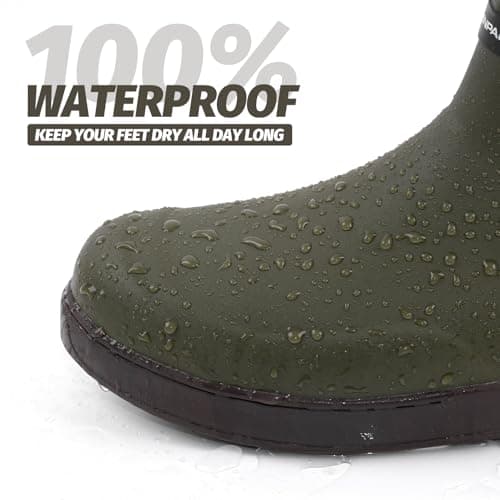 WOVENPAK Deck Boots for Men, Rain Boots Men, Waterproof Fishing Boots, Mens Deck Boot, Anti-slip Rubber Work Ankle Rain Boot Shoes for Outdoor Fishing, Boating, Size 9 - Thumbnail 5