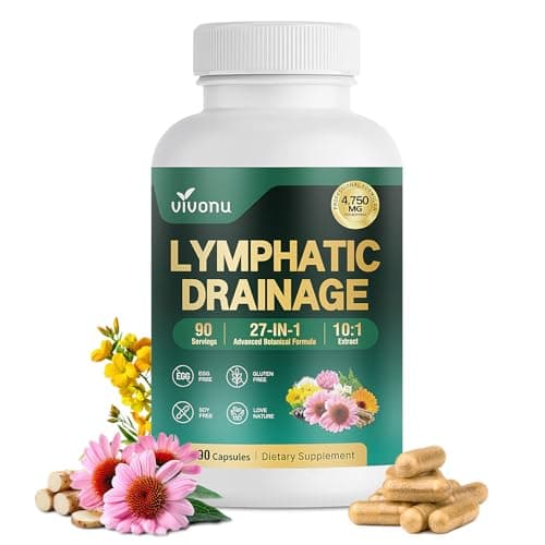 VivoNu 27-in-1 Liposome Lymphatic Drainage Supplements, 90 Day Supply with Echinacea, Chlorophyll, Dandelion, Burdock, Mullein Leaf Extract for Lungs, 10:1 Concentrated Technology, 90 Capsules - Image 1