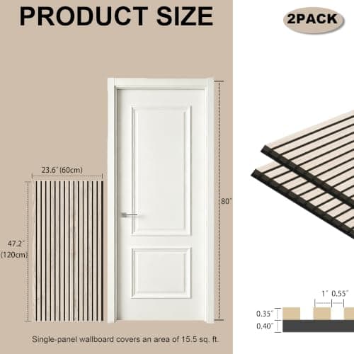 2 Packs Acoustic Panel, 47.2"x23.6" Slat Sound Absorbing Panel, Sound Proof Panels for Office,Home Theater,Studio, Wall, Oak - Thumbnail 2