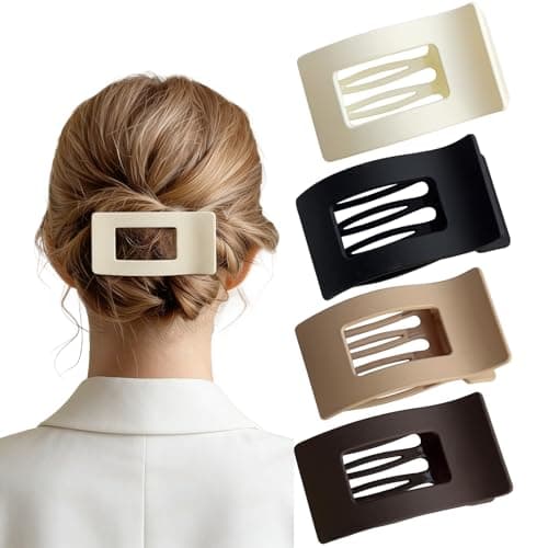 YTQDSS 4PCS Flat Hair Clips Matte Non-Slip Claws for Women, Strong Hold Hair Accessories for All Hair Types, Daily Wedding Party Date Beach Use (Style3(Solid)) - Image 1