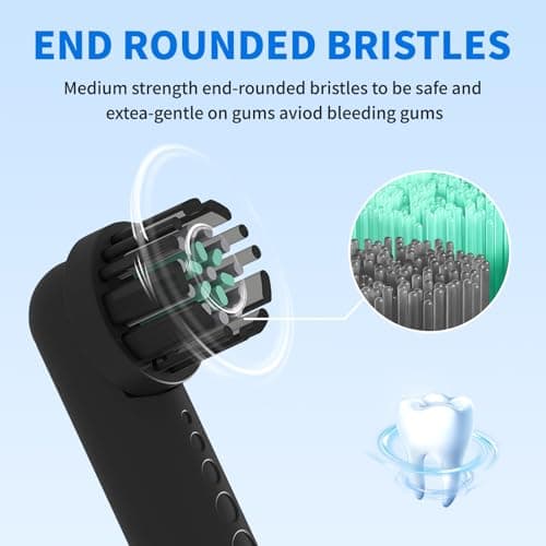 Toothbrush Replacement Heads Compatible with Quip 360 Oscillating Electric Toothbrush, Soft Bristles Brush Heads, Black, Pack of 4 - Thumbnail 6