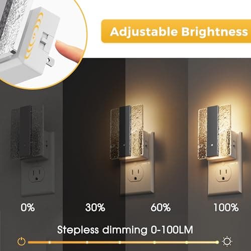 L LOHAS LED Night Lights Plug Into Wall, 2 Pack Night Light with Dusk-to-Dawn Sensor, Dimmable Decorative LED Nightlights, 0-100LM 3000K Adjustable Brightness for Bathroom, Hallway, Bedroom,Stairway - Thumbnail 2
