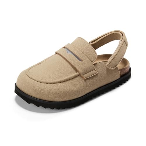 PATPAT Kids Boys Girls Clogs Size 4 Big Kid, Brown Suede Clogs, Slip-On Adjustable Buckle Sandals Casual Mules Indoor/Outdoor Slippers Boys Girls Footwear - Image 1