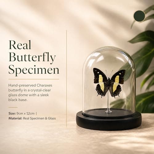 Real Taxidermy Butterfly Specimen Polyura narcaea Shadow Box, Butterfly Gifts for Women Girls with Glass Cover, Butterfly Decor for Bedroom Office Living Room Desk ﻿ - Thumbnail 4