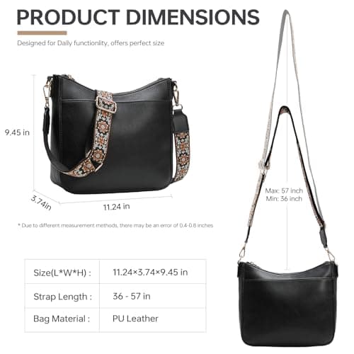 GEMIU Medium Crossbody Purse for Women Crossbody Bags Purses for Women Leather Shoulder Bags with Guitar Strap - Thumbnail 4