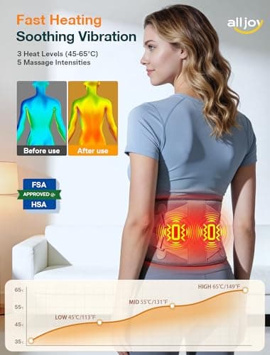 ALLJOY 67" Cordless Heating Pad for Back, FSA Eligible Items Only List, Father-s Day Gift-s for Dad Women Men, Portable Lower Back Massager with 3 Heat 5 Vibration, Wireless Heating Pad for Cramps - Thumbnail 2