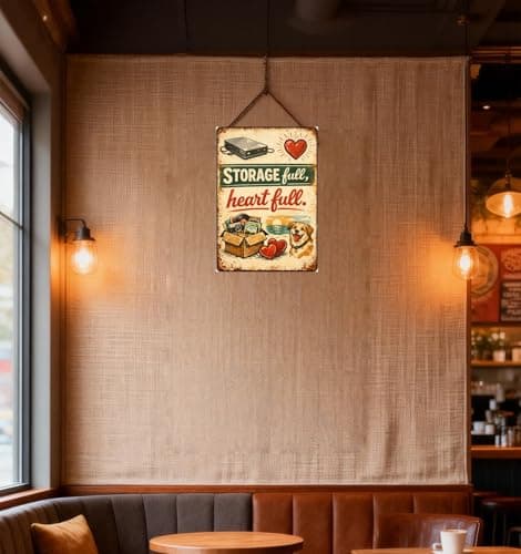 Storage Full, Heart Full Metal Tin Sign, 8x12 Inch Vintage Retro Art, Funny Storage and Heartfelt Quote, Dog and Memory Box Decor, Pre-drilled Holes for Easy Hanging - Thumbnail 2