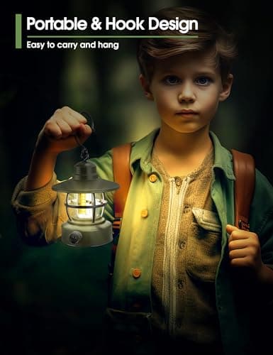 Camping Lantern Rechargeable Battery Powered 【2 Pack】, Camping Gear Must Haves, Camping Accessories, Retro Camping Light Waterproof Hanging LED Tent Lamp for Outdoor Hiking Fishing (Dark Green) - Thumbnail 5