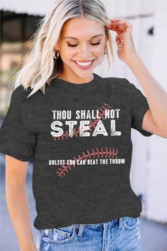 Baseball Shirts Women Softball Game Day T-Shirt Baseball Graphic Tee Tops Casual Short Sleeve T-Shirt - Thumbnail 6