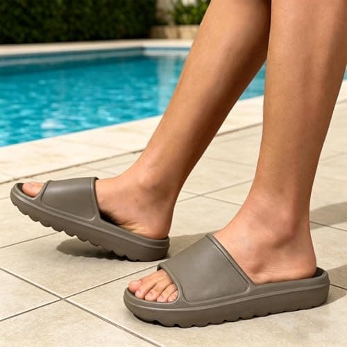GETOEU Cloud Slides for Women and Men Pillow Slides Slip-Resistant Shower Shoes Recovery Slide Sandals Cushioned Thick Pillow Slippers Comfort Indoor and Outdoor Slide,Brown - Thumbnail 2