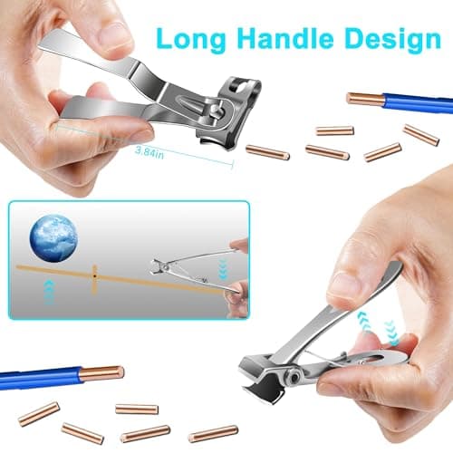 Werlla Nail Clippers for Men Thick Nails, 17mm Straight Wide Opening Extra Large Toe Nail Clippers for Adult & Easy Grip 360 Degree Rotary Toenail Clippers for Elderly Cutting Ingrown Toenails - Thumbnail 5