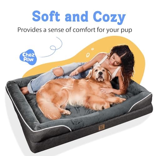 Washable Orthopedic Large Dog Bed - Removable Orthopedic Foam Dogs Beds with Bolsters Waterproof Large Dog Bed and Non-Slip Bottom Extra Large Dogs Beds Sofa - Thumbnail 5