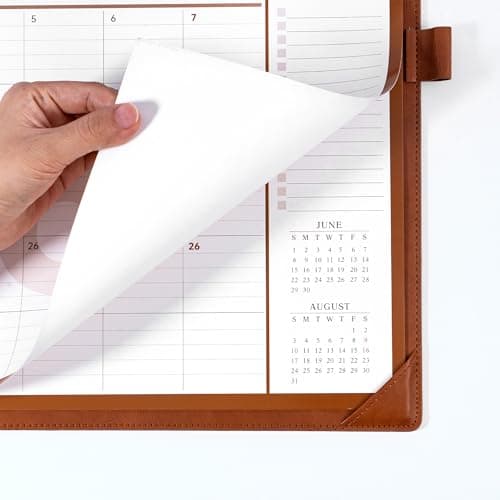 FLYING EAGLE Desk Calendar 2026, Jan 2026-Dec 2026, Large Desk Calendar with To-Do Lists, 12 Months Leather Desk Pad Wall Calendar with PVC Cover for Work Office School Home Women Men, 17 x 12, Brown - Thumbnail 5