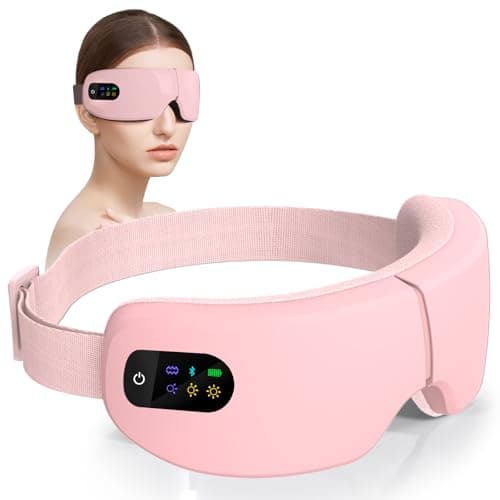 ZZR SEVEN Eye Massager with Heat, 7 Heating and Vibration Modes, Eye Mask, Birthday Gifts for Women, Men, Friend, Mom and Dad, Sleep Mask for Relax, Migraine Relief, Improve Sleep, Pink - Image 1