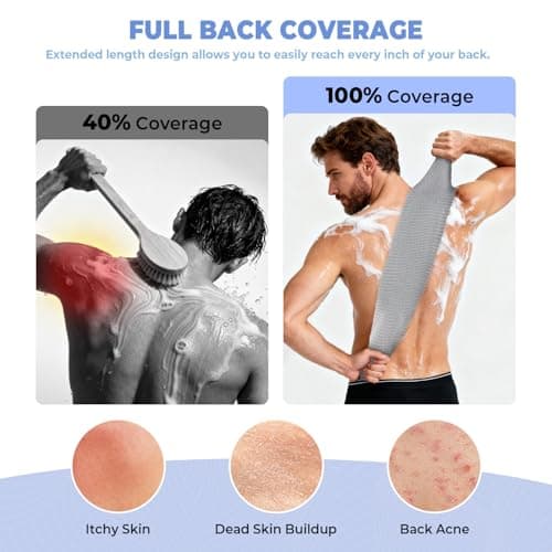 Back Scrubber for Shower and Dead Skin Removal, Exfoliating Body Scrubber for Smooth Skin Japan Washcloth for Shower & Bath, Versatile Body Scrub Towel, Ideal for Skincare, Grey Super Hard - Thumbnail 6