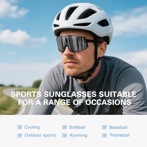 suoso Sports Cycling Glasses for Men: UV400 Polarized Wraparound Sunglasses for Women Running Riding Fishing Baseball TR90 - Thumbnail 6