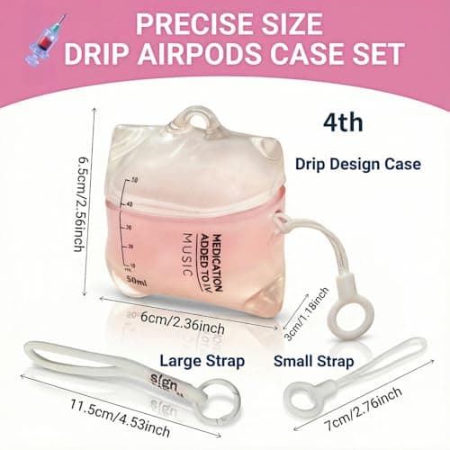 ZZTLHDS Music Drip Compatible AirPods Case, Compatible with AirPods Pro 1/2 and AirPods 4rd, Liquid Silicone Anti Fall Protective Cover with Lanyard (AirPods 4) - Thumbnail 3