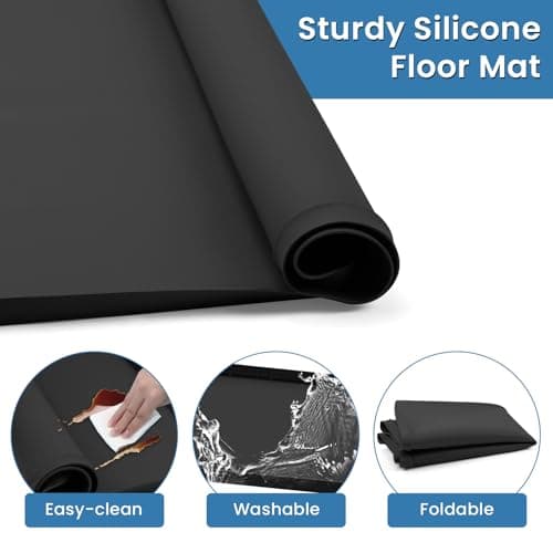 Large Thickened Washing Machine Mat 30" x 28" Silicone Under Washer and Dryer Drain Pan Drip Tray Floor Protector Non-Slip Flexible Soft Mat Waterproof Raised Edge 0.98'' Black - Thumbnail 3