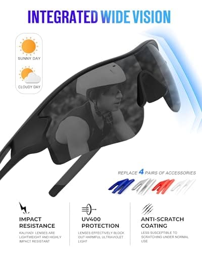 KALIYADI Sports Sunglasses Polarized Sunglasses-Men: Mens Sun Glasses with UV400 for Golf Running Fishing - Thumbnail 4