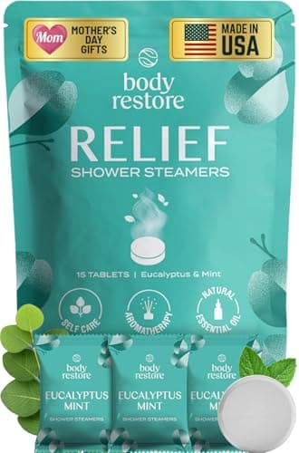 Body Restore Shower Steamers Aromatherapy 15 Pack – Mothers Day Gifts for Mom, Spa Gifts for Women, Relaxation Stress Relief Self Care – Premium Eucalyptus Essential Oil Tablets - Image 1