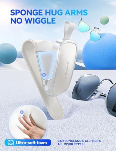 JOYROOM Sunglass Holder for Car Magnetic Visor Sunglasses Holder Clip (White) - Thumbnail 4