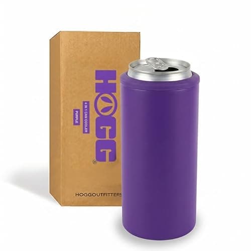 4 in 1 Universal Can Cooler - Purple, Can Holder Insulated, Beer Bottle Cooler, Universal Holder for All Drink Sizes, Stainless Steel Insulated Tumbler, Tailgating Accessories - Image 1